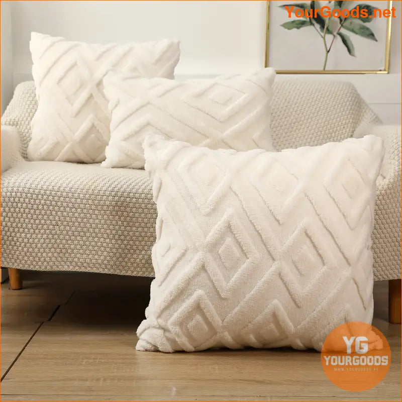 Cream White Snowflake Velvet Pillow Covers 2PCS - YourGoods Online Shop