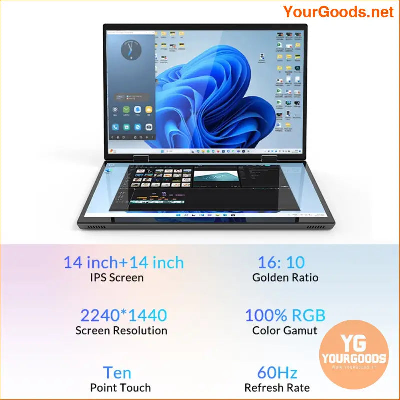 CRELANDER 14 Dual 2K Touchscreen 2 in 1 Laptop - YourGoods Online Shop