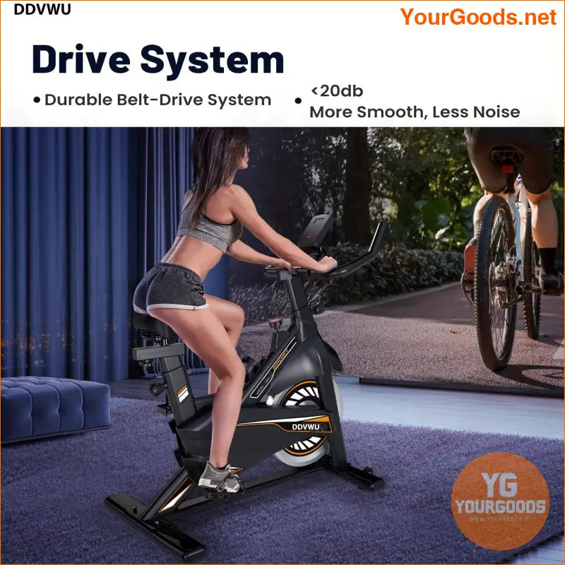 DDVWU Indoor Stationary Gym Bike BeltDrive Digital Display 350lbs Capacity - YourGoods Online Shop