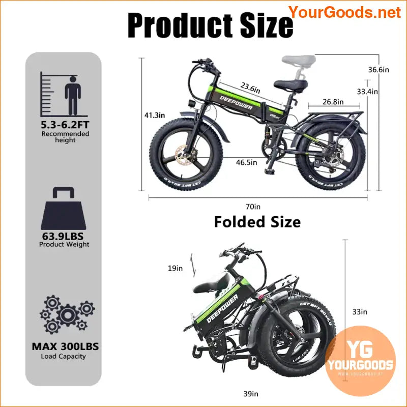 DEEPOWER 2000W Folding Electric Fat Tire Bike - YourGoods Online Shop