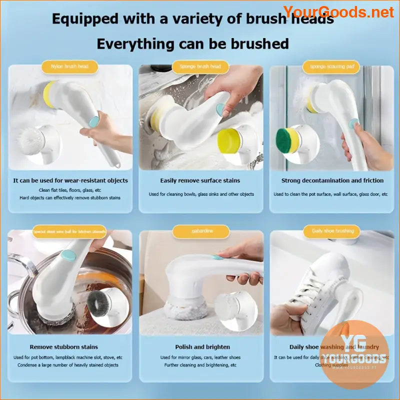 Deluxe Cordless Electric Spin Scrubber 5 Heads - YourGoods Online Shop