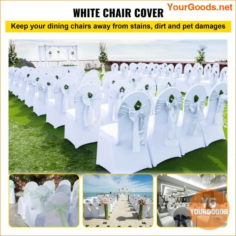 100pcs Deluxe Stretch White Chair Covers for Events - YourGoods Online Shop