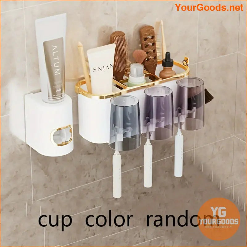 Deluxe WallMounted Toothbrush and Mug Holder with Squeezer - YourGoods Online Shop