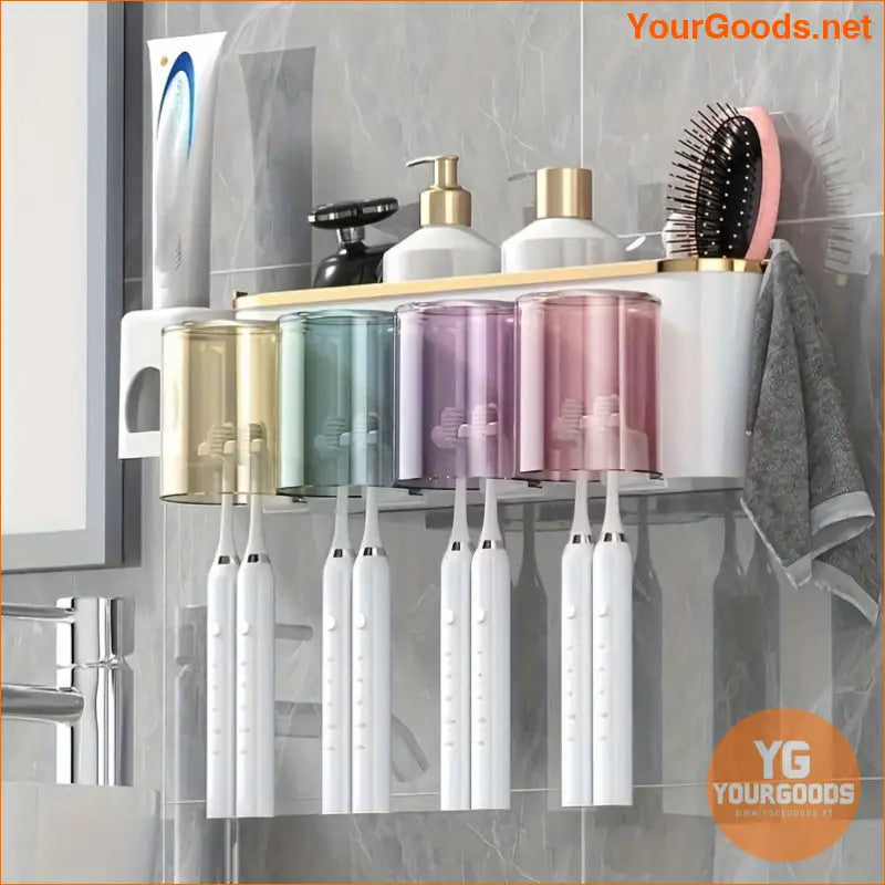 Deluxe WallMounted Toothbrush and Mug Holder with Squeezer - YourGoods Online Shop