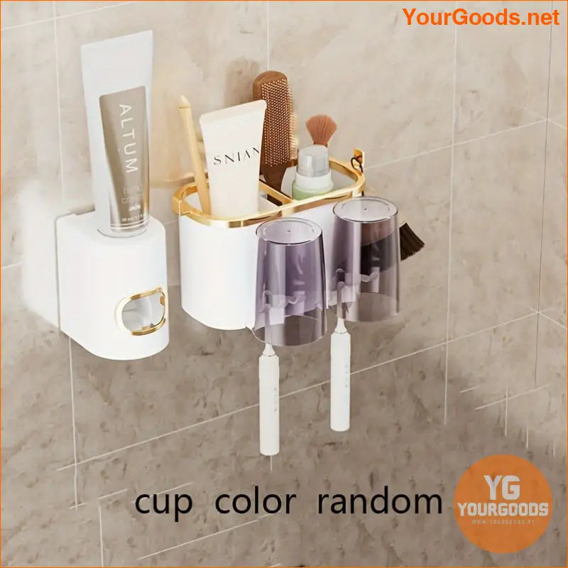 Deluxe WallMounted Toothbrush and Mug Holder with Squeezer - YourGoods Online Shop