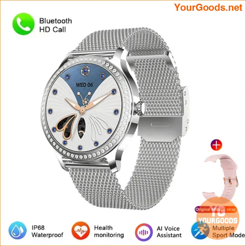 Diamond Studded Womens Smartwatch 2024 Fitness Bluetooth Call - YourGoods Online Shop