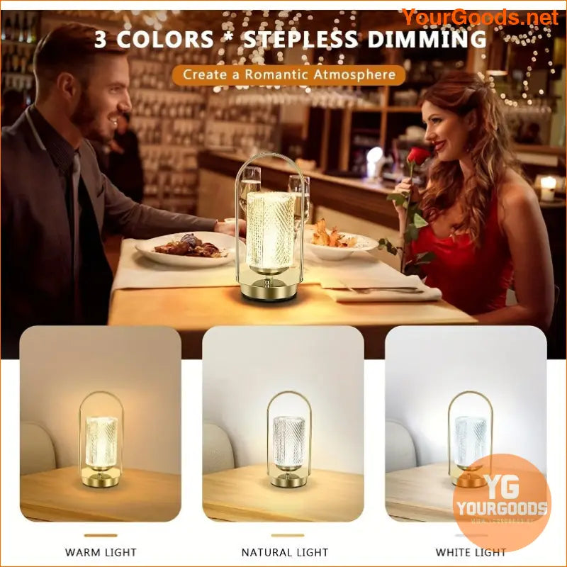 Dimmable Crystal Light Portable LED Lamp with USB C Charging - YourGoods Online Shop