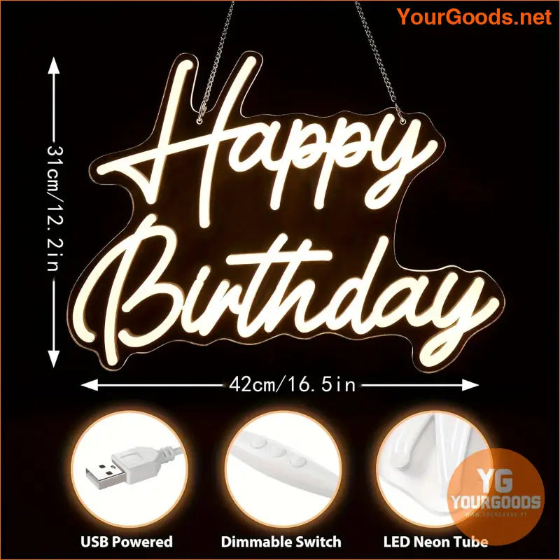 Dimmable Neon Happy Birthday Sign Perfect Party Decor - YourGoods Online Shop