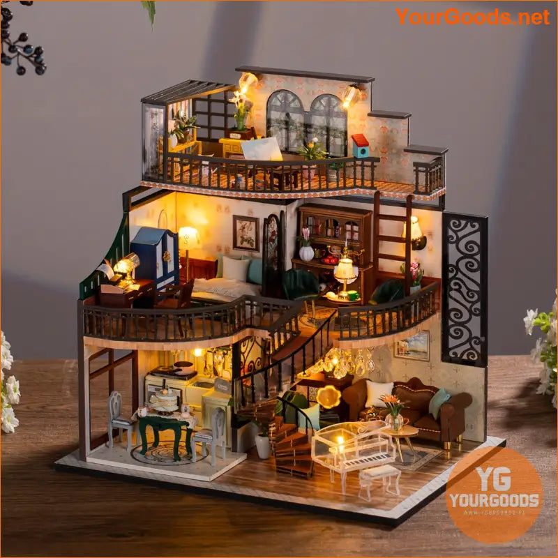 DIY Wooden Mini Dollhouse with Music Lights and Furniture - YourGoods Online Shop