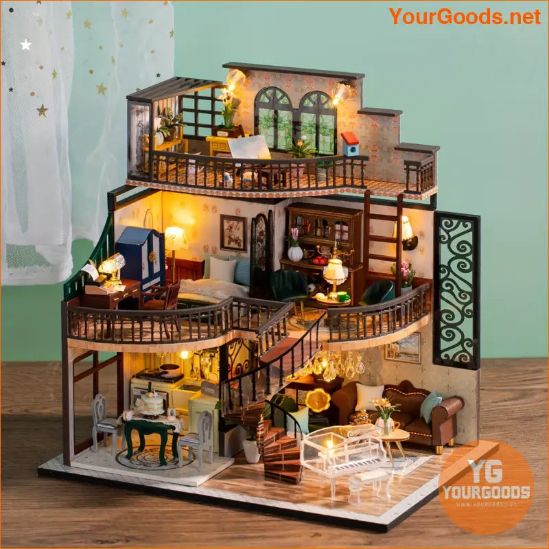 DIY Wooden Mini Dollhouse with Music Lights and Furniture - YourGoods Online Shop