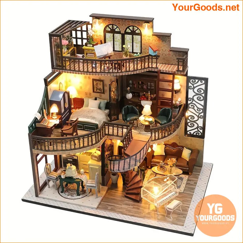 DIY Wooden Mini Dollhouse with Music Lights and Furniture - YourGoods Online Shop