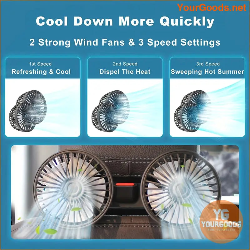 DualHead Rotatable Car Fan Powerful Quiet - YourGoods Online Shop