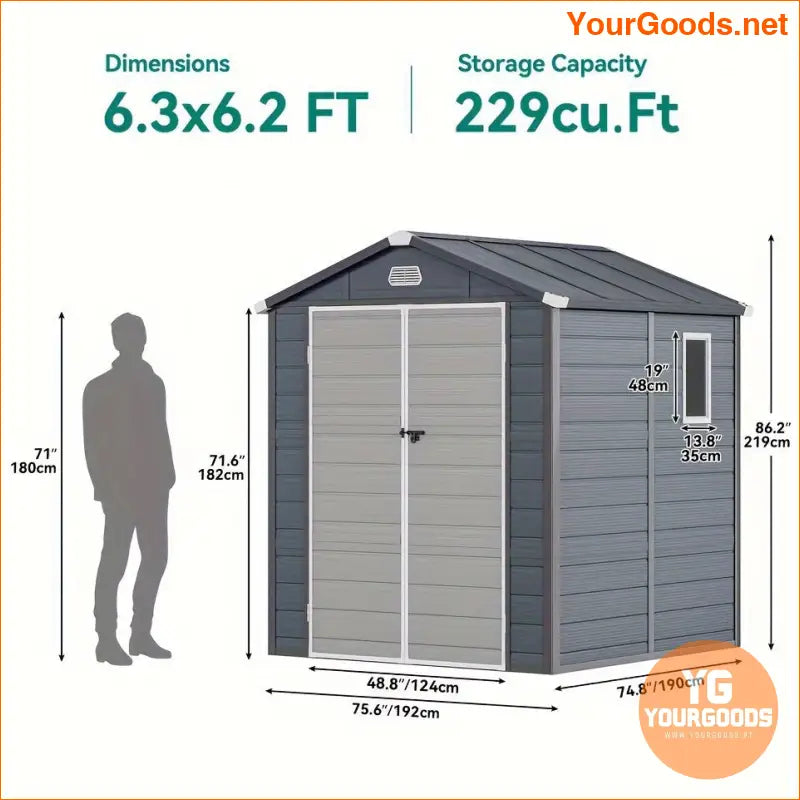 Durable 6x6FT Lockable Outdoor Resin Storage Shed - YourGoods Online Shop