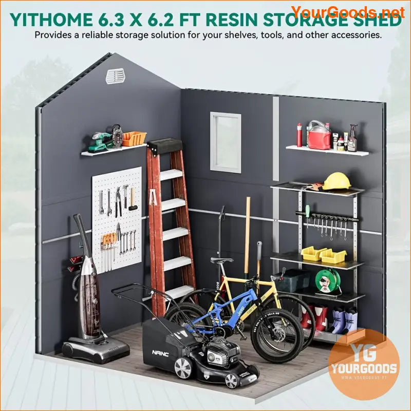 Durable 6x6FT Lockable Outdoor Resin Storage Shed