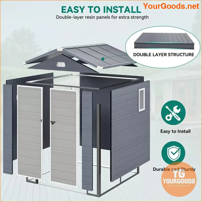 Durable 6x6FT Lockable Outdoor Resin Storage Shed - YourGoods Online Shop