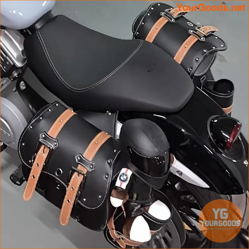 Durable PU Leather Motorcycle Saddlebags Universal Fit - YourGoods Online Shop