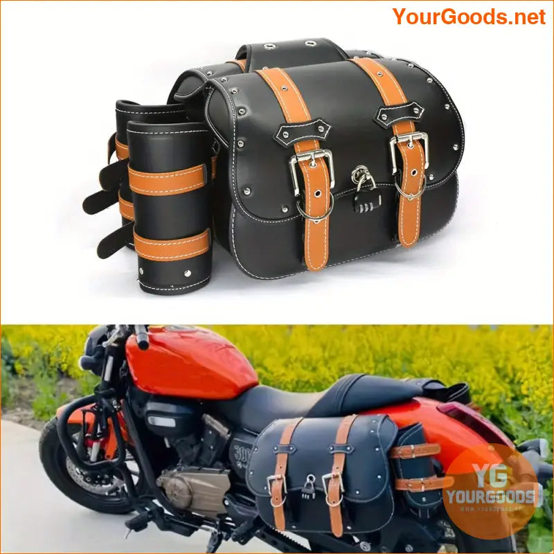 Durable PU Leather Motorcycle Saddlebags Universal Fit - YourGoods Online Shop