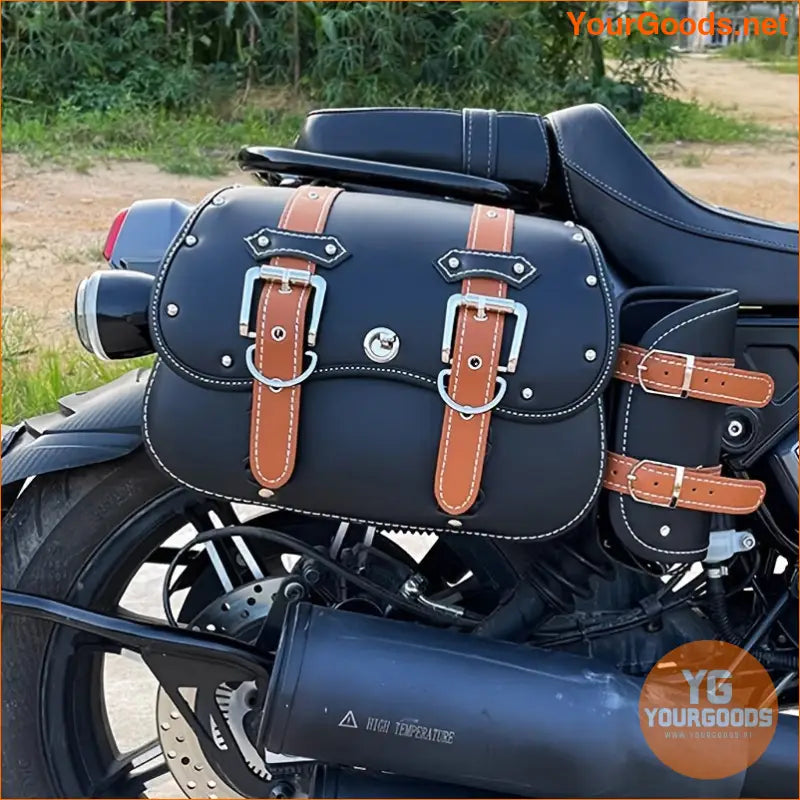 Durable PU Leather Motorcycle Saddlebags Universal Fit - YourGoods Online Shop