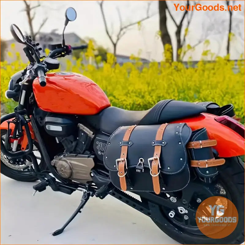 Durable PU Leather Motorcycle Saddlebags Universal Fit - YourGoods Online Shop