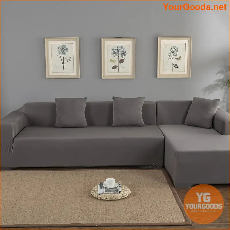 Durable StainResistant Gray LShaped Sofa Cover - YourGoods Online Shop