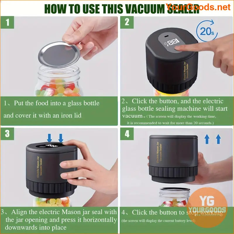 Effortless Electric Mason Jar Vacuum Sealer Kit - YourGoods Online Shop