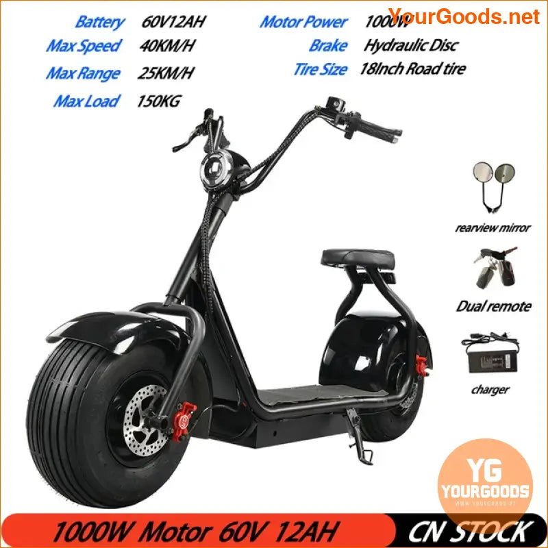 EHOODAX Citycoco Electric Scooter 45KMH 1000W 60V12AH - YourGoods Online Shop