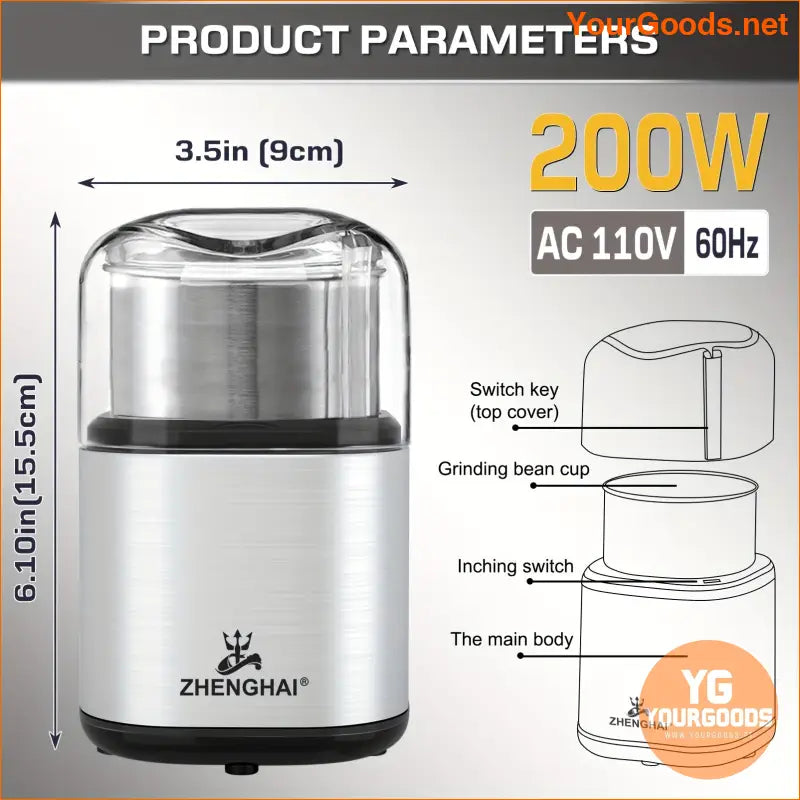 Electric Spice Grinder 200W Easy OnOff 28oz - YourGoods Online Shop