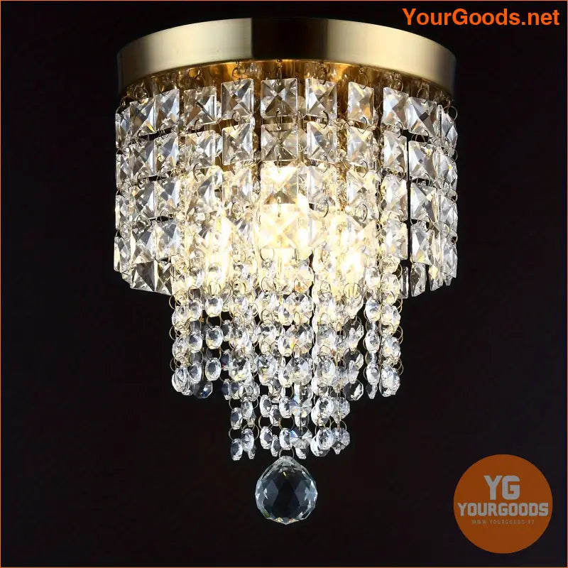 Elegant 3 Light Golden Crystal Mini Chandelier - YourGoods Online Shop