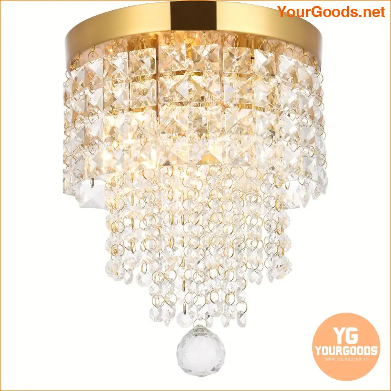 Elegant 3 Light Golden Crystal Mini Chandelier - YourGoods Online Shop