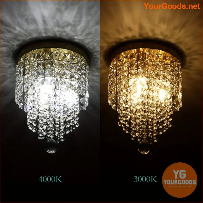 Elegant 3 Light Golden Crystal Mini Chandelier - YourGoods Online Shop