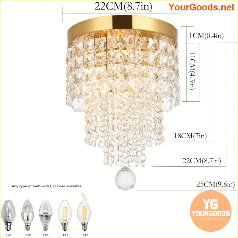 Elegant 3 Light Golden Crystal Mini Chandelier - YourGoods Online Shop