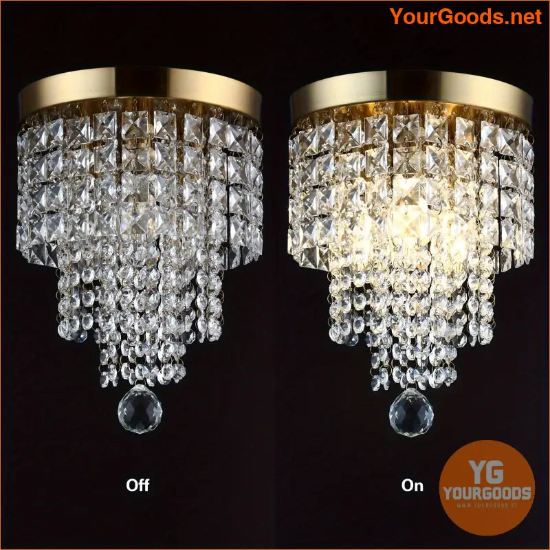 Elegant 3 Light Golden Crystal Mini Chandelier - YourGoods Online Shop