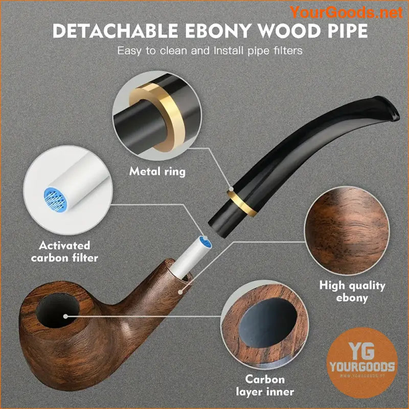 Elegant Brown Pear Wood Tobacco Pipe Set with Leather Pouch - YourGoods Online Shop