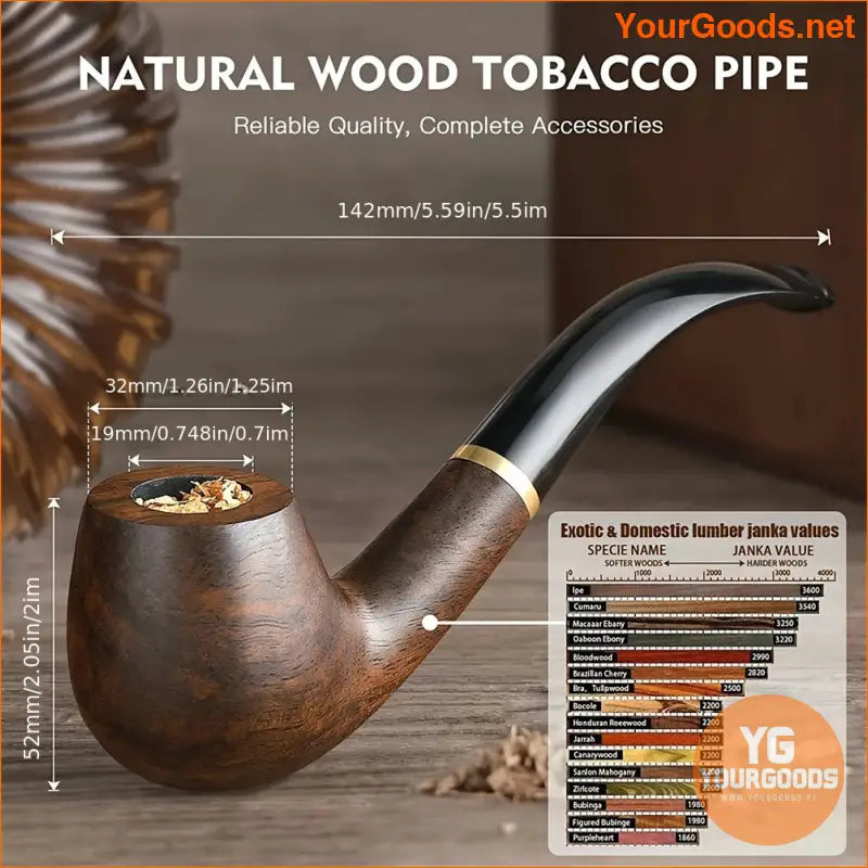 Elegant Brown Pear Wood Tobacco Pipe Set with Leather Pouch - YourGoods Online Shop