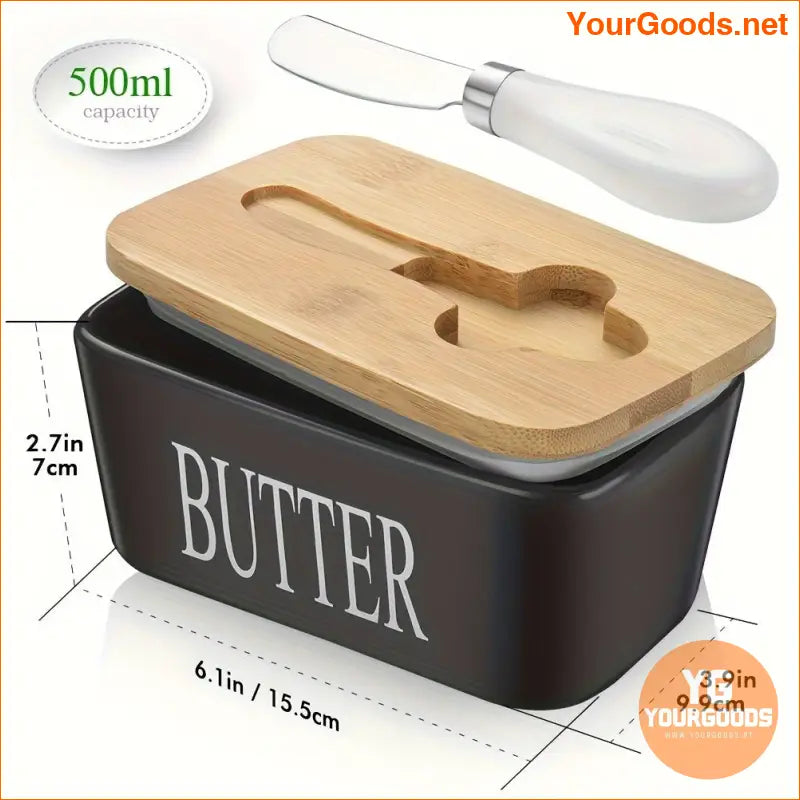 Elegant Ceramic Butter Dish with Knife and Sealing Lid - YourGoods Online Shop