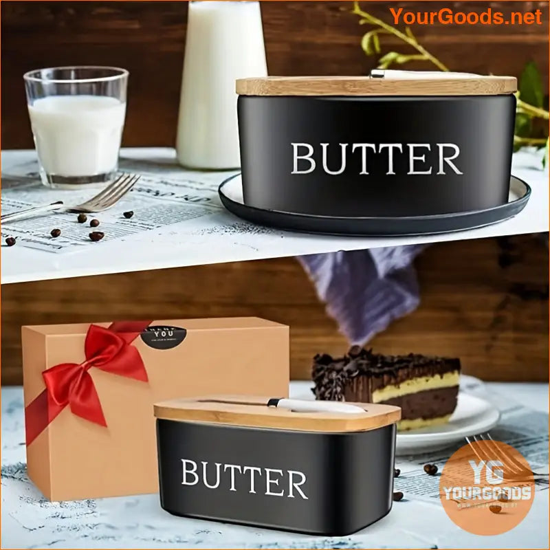 Elegant Ceramic Butter Dish with Knife and Sealing Lid - YourGoods Online Shop