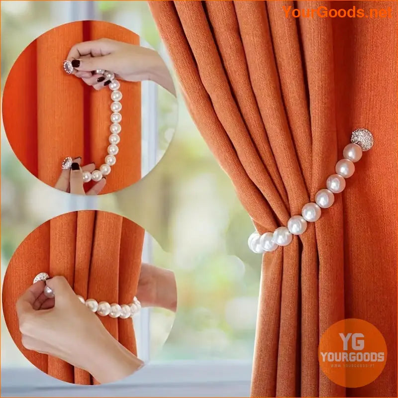 Elegant Faux Pearl Magnetic Curtain Tiebacks Set of 2 - YourGoods Online Shop