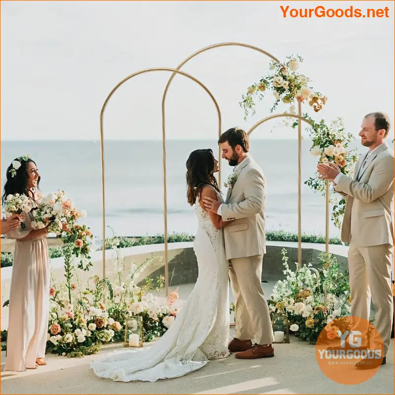 Elegant Gold Metal Wedding Arch Backdrop Set 3 Sizes - YourGoods Online Shop