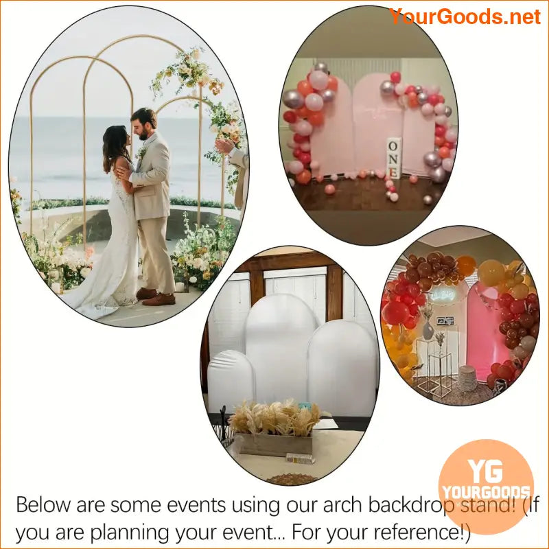 Elegant Gold Metal Wedding Arch Backdrop Set 3 Sizes - YourGoods Online Shop