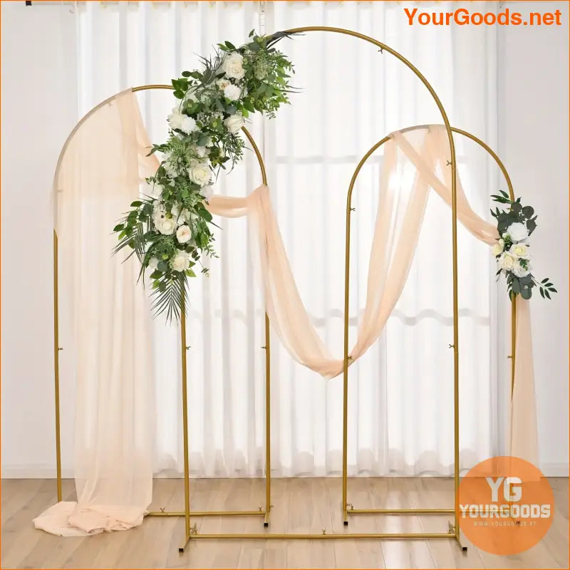 Elegant Gold Metal Wedding Arch Backdrop Set 3 Sizes - YourGoods Online Shop