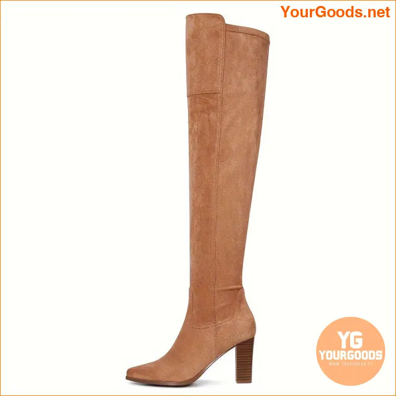 Elegant High Heeled Faux Suede ThighHigh Boots - YourGoods Online Shop