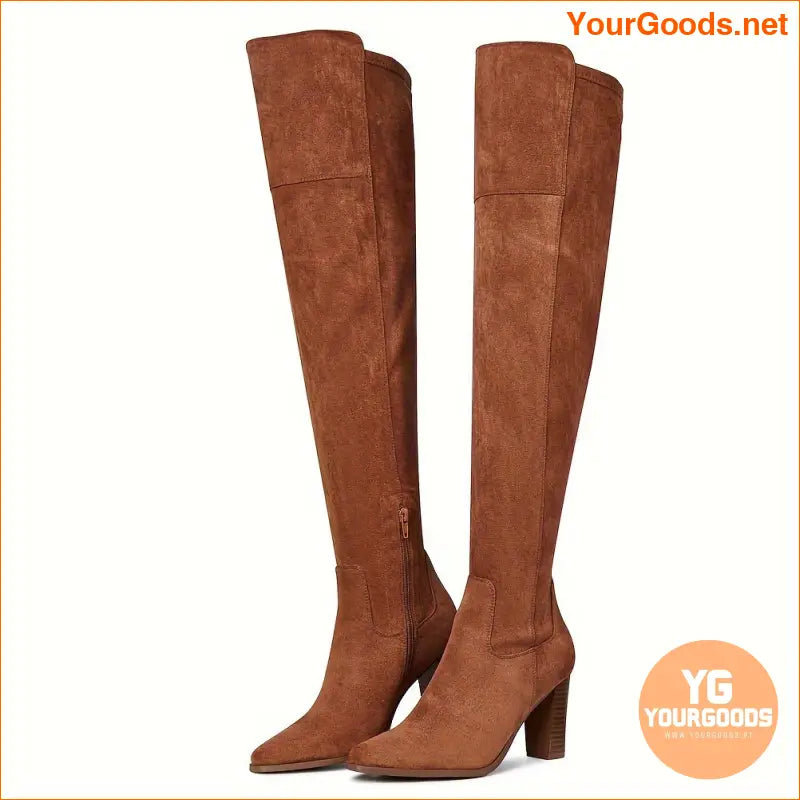 Elegant High Heeled Faux Suede ThighHigh Boots - YourGoods Online Shop