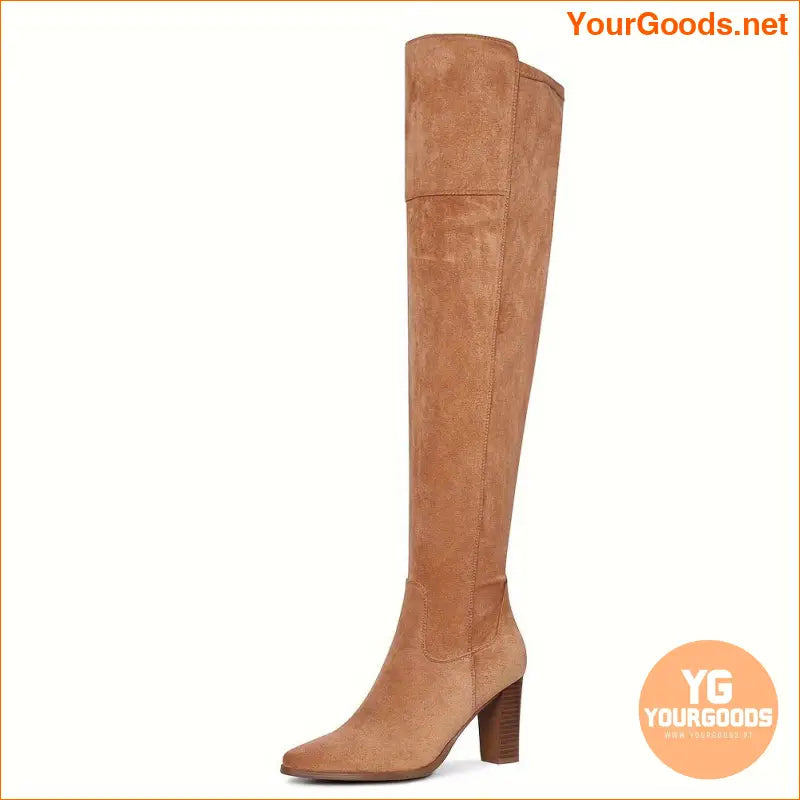 Elegant High Heeled Faux Suede ThighHigh Boots - YourGoods Online Shop