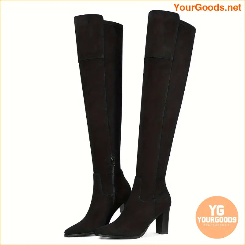 Elegant High Heeled Faux Suede ThighHigh Boots - YourGoods Online Shop