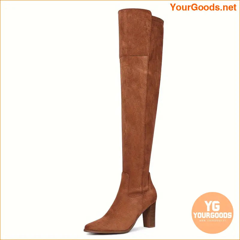 Elegant High Heeled Faux Suede ThighHigh Boots - YourGoods Online Shop