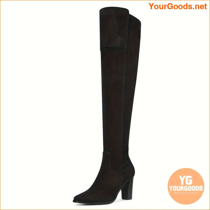 Elegant High Heeled Faux Suede ThighHigh Boots - YourGoods Online Shop