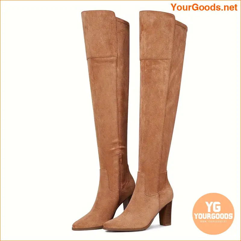 Elegant High Heeled Faux Suede ThighHigh Boots - YourGoods Online Shop