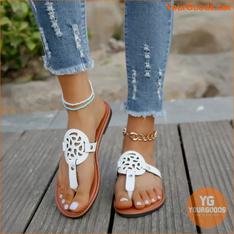 Elegant Hollow Out Womens Casual Flip Flops - YourGoods Online Shop