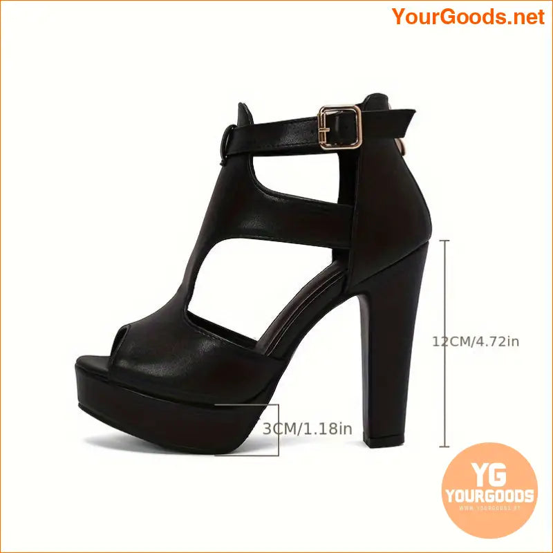 Elegant Open Toe High Heels with Cutout Zipper Design - YourGoods Online Shop