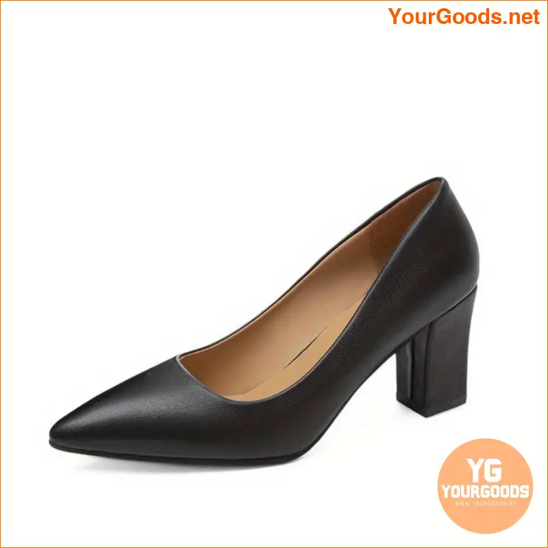 Elegant PointedToe Pumps Soft Sole Block Heel - YourGoods Online Shop